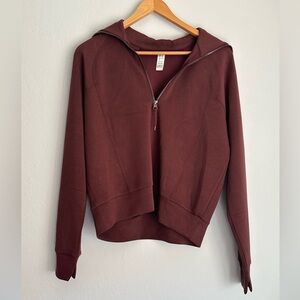 Spanx Quarter-Zip Women's Pullover Sweatshirt in Burgundy
